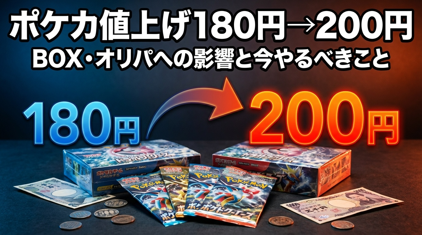 ポケカ値上げ180円→200円はいつから？BOX・オリパへの影響と今やるべきこと